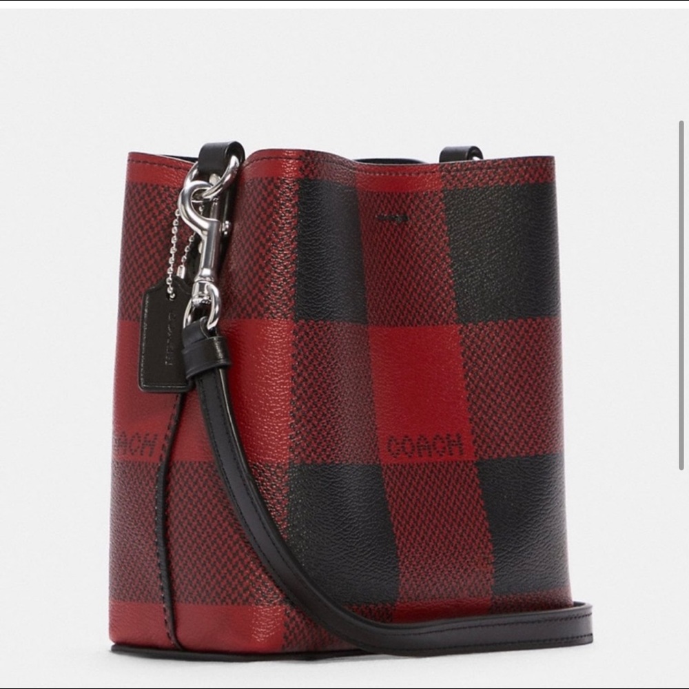coach buffalo plaid mini town bucket - Picture 5 of 6